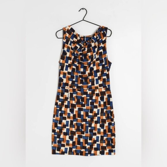 MANGO Suit Mini Dress Pencil sleeveless geometric pattern Size XS - Picture 3 of 16